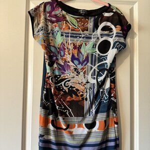 NEW Petit Pois Viviana G Sheer Mini Dress Tunic Top Multicolor Size Medium NWOT